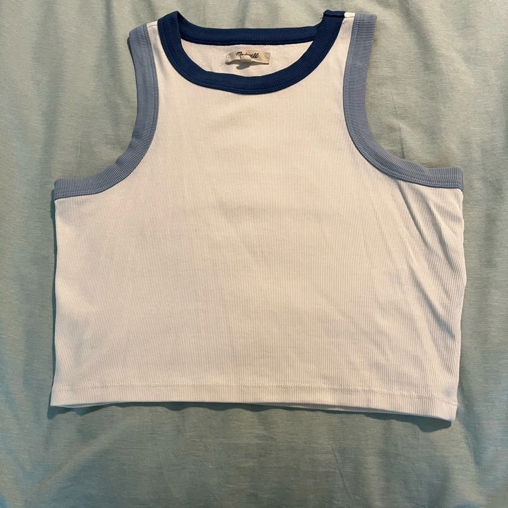 Madewell Sleeveless Cream and Blue Women's Top Small - Picture 2 of 2